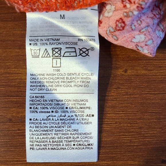 Old Navy Orange Red Floral Sundress with Bishop Sleeves Size Medium - Picture 10 of 11